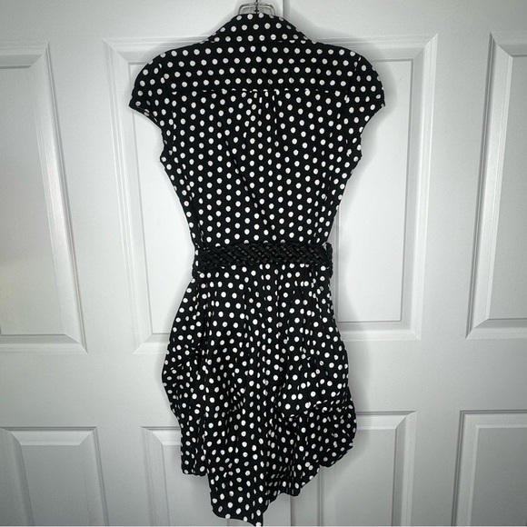 IZ Byer Black and White Polkadot Dress Size S with Cap Sleeves - Picture 8 of 12